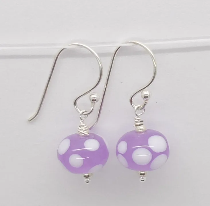 purple dot mini bead earrings