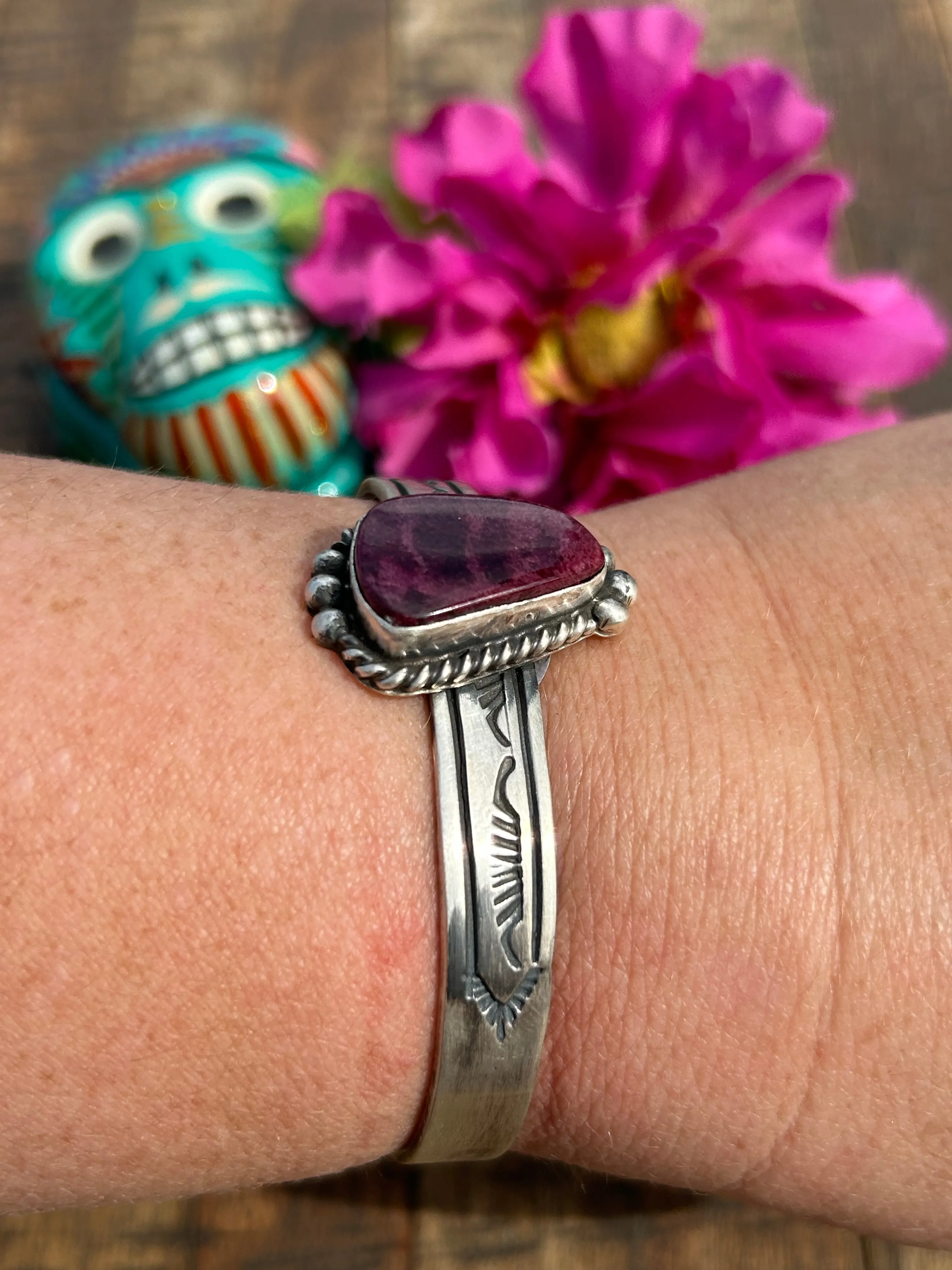 Purple Spiny Stamped Cuff- B