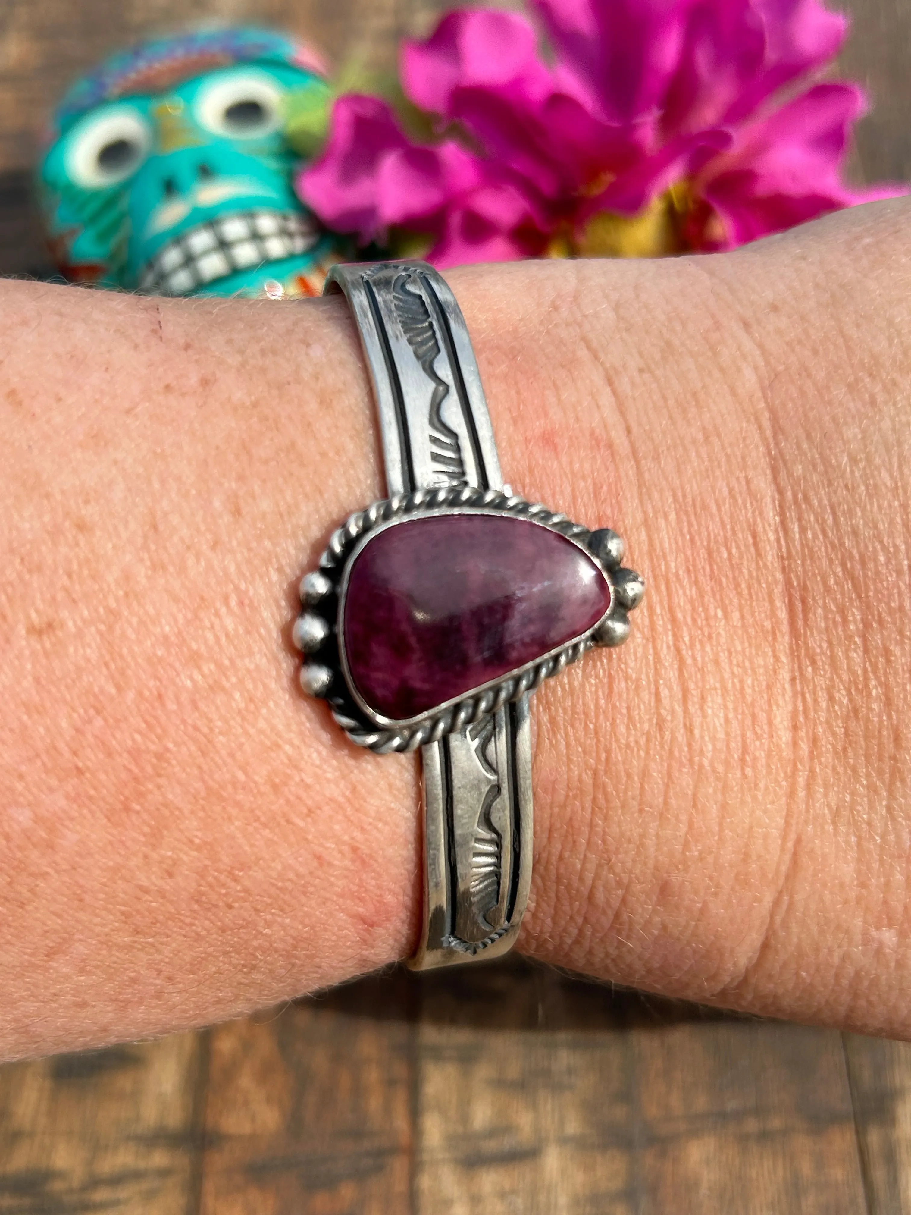 Purple Spiny Stamped Cuff- B