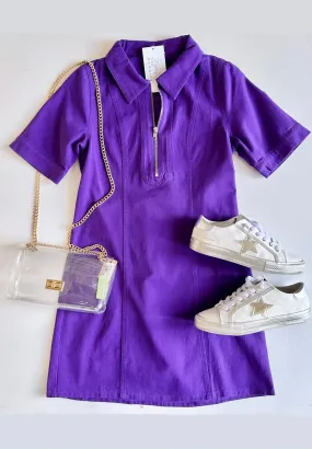 Purple Zip Front Dress