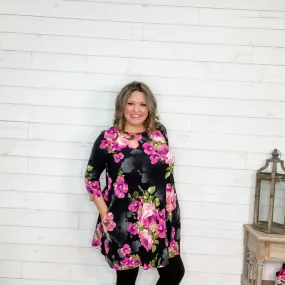 "Joyful" Floral Swing Dress with Pockets