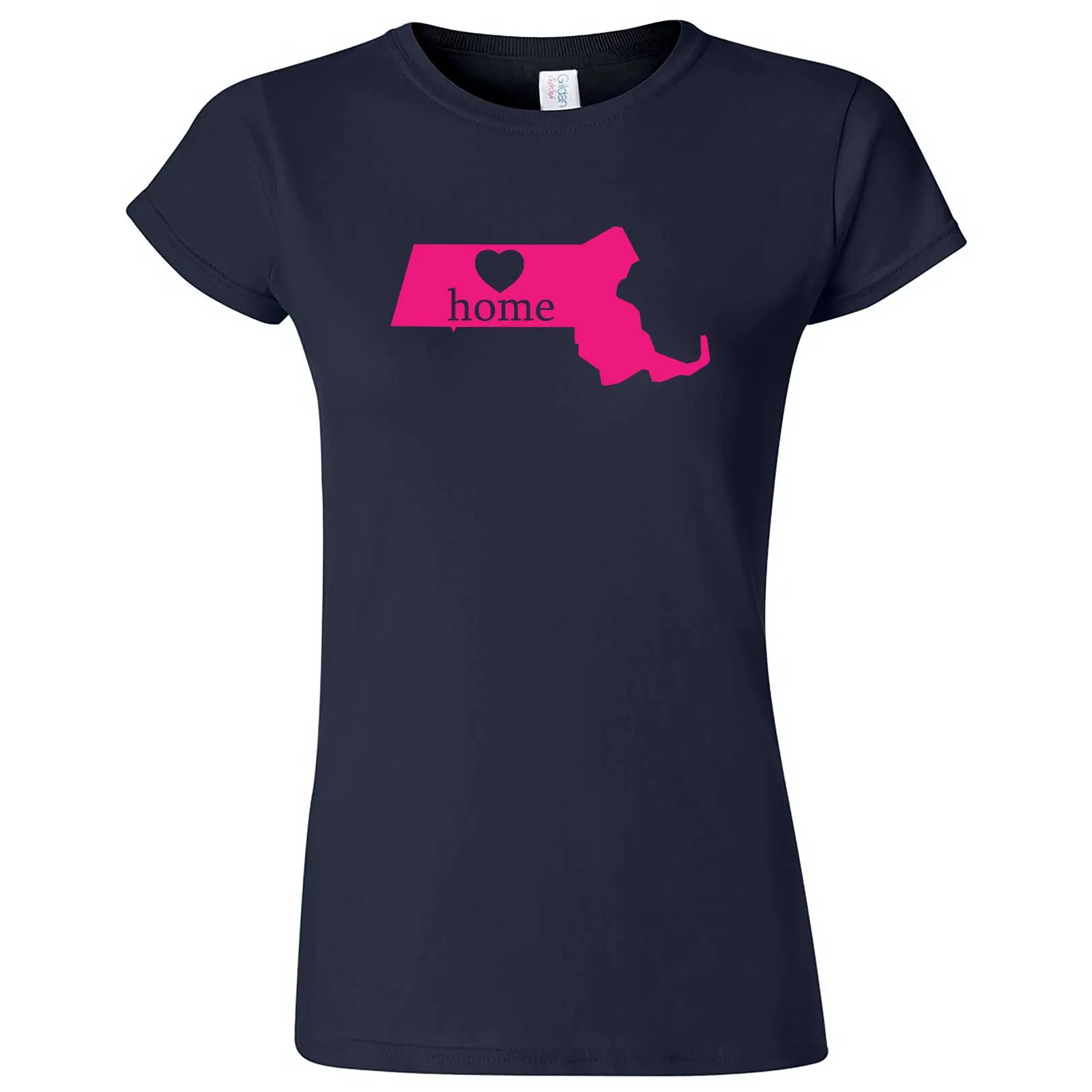 "Massachusetts Home State Pride, Pink" women's t-shirt