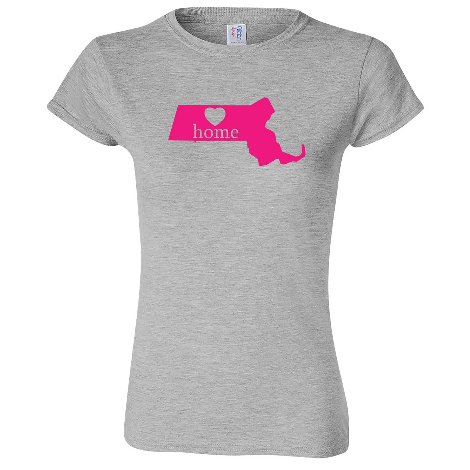 "Massachusetts Home State Pride, Pink" women's t-shirt