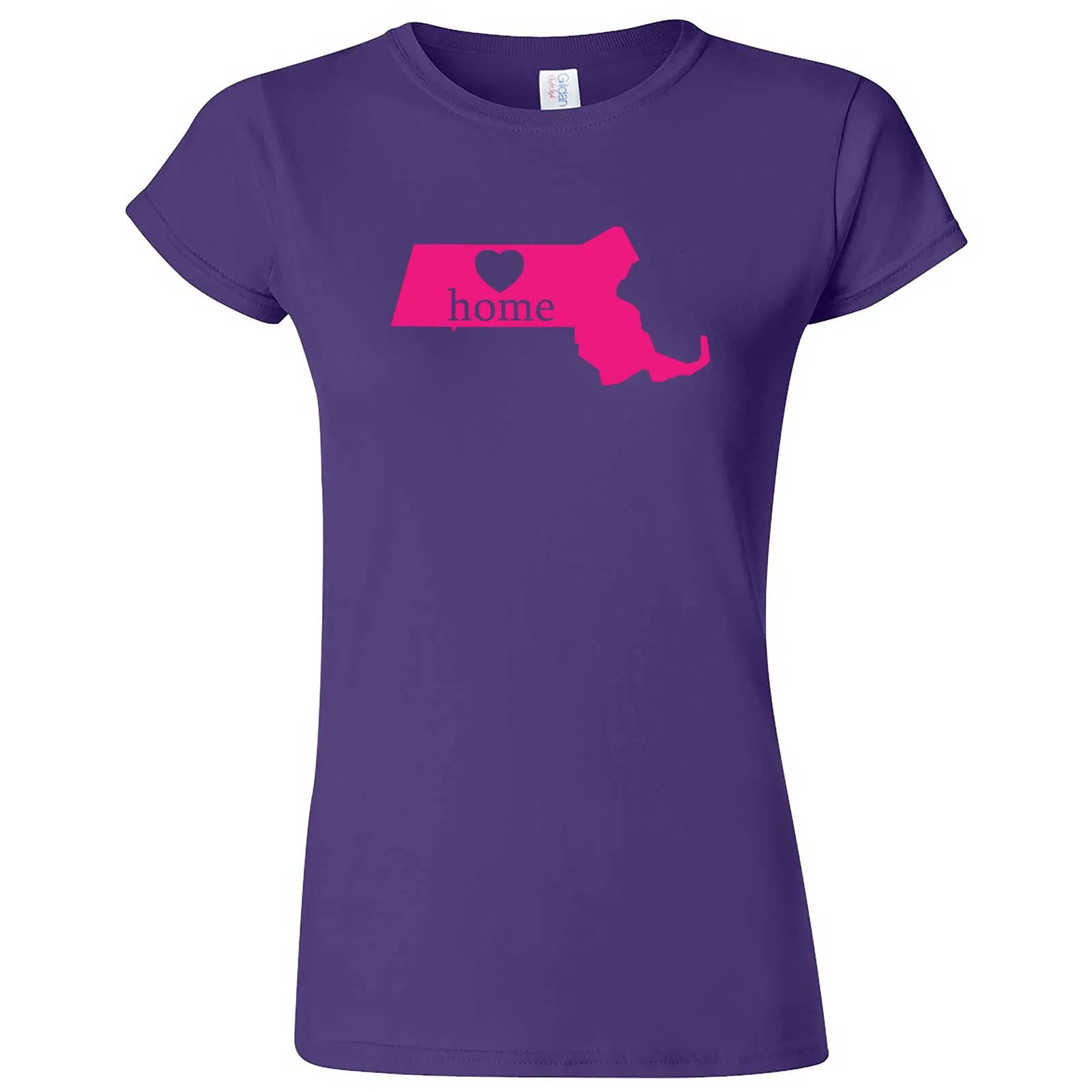 "Massachusetts Home State Pride, Pink" women's t-shirt