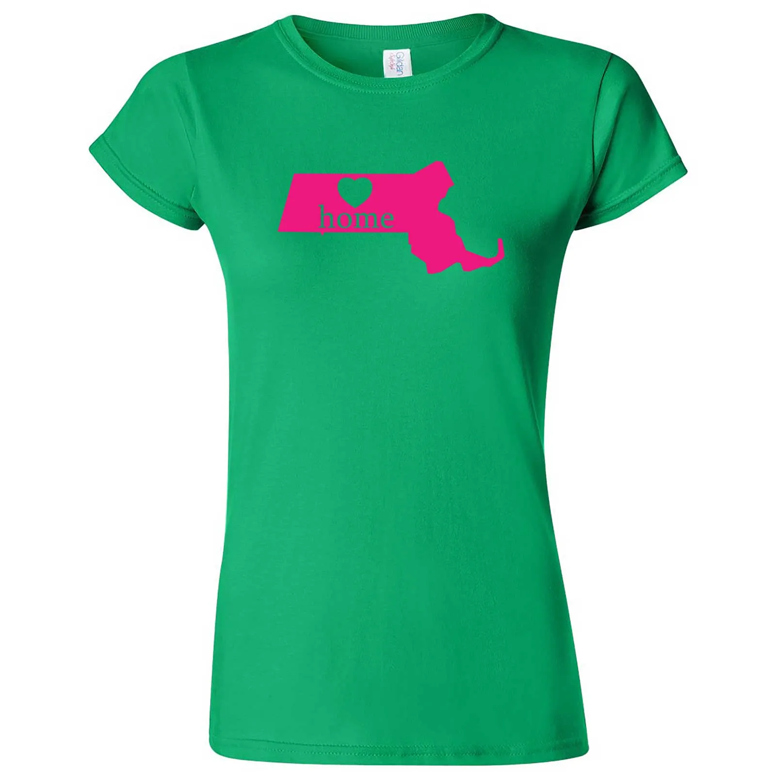 "Massachusetts Home State Pride, Pink" women's t-shirt