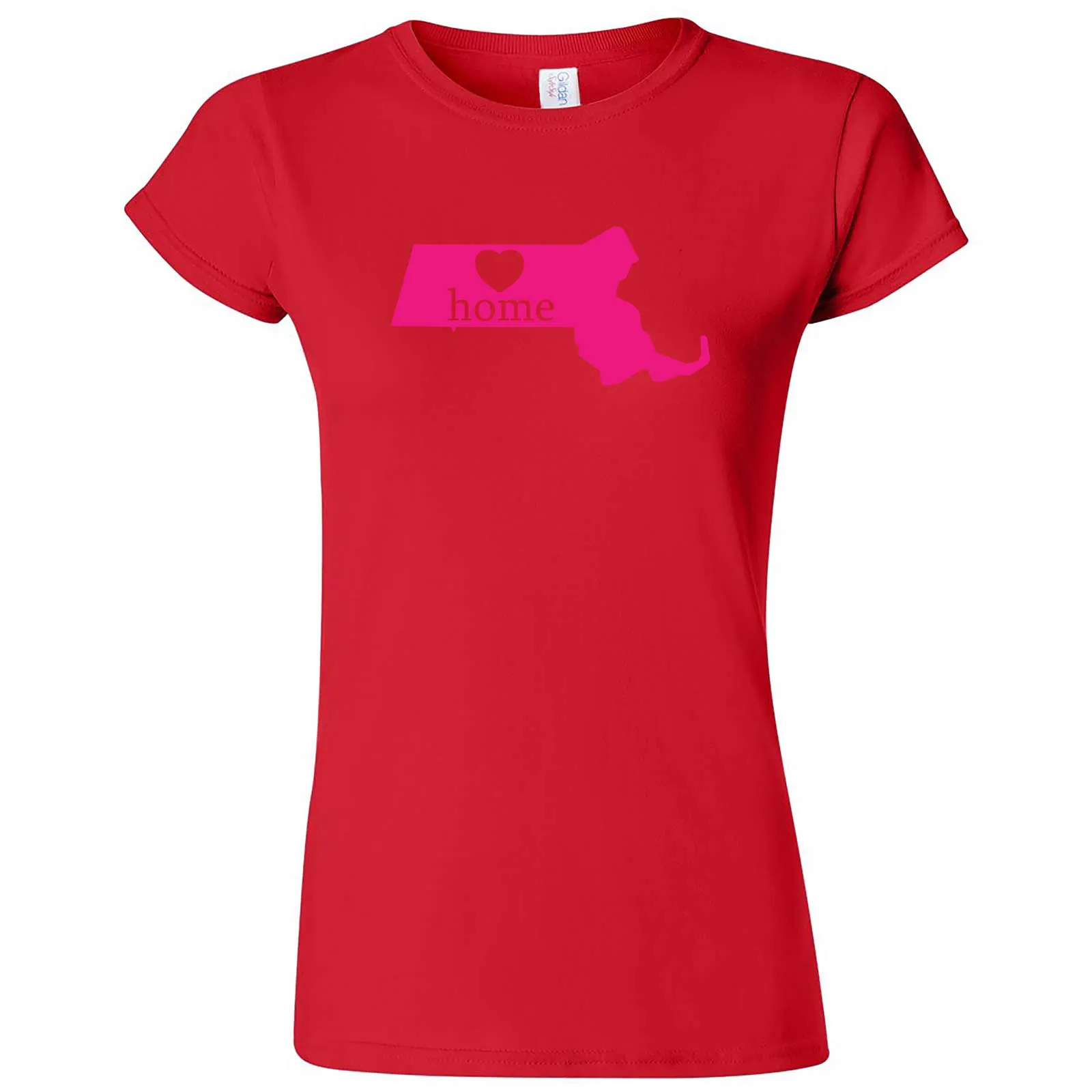 "Massachusetts Home State Pride, Pink" women's t-shirt