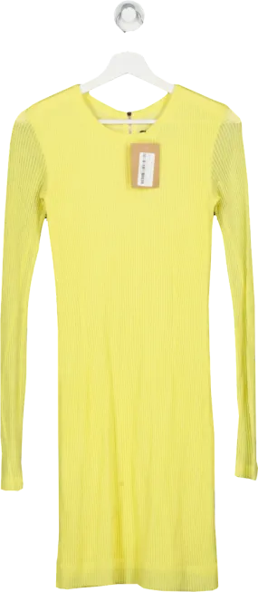 Rag & Bone Yellow Cotton Rib Knit Long Sleeve Dress UK XS