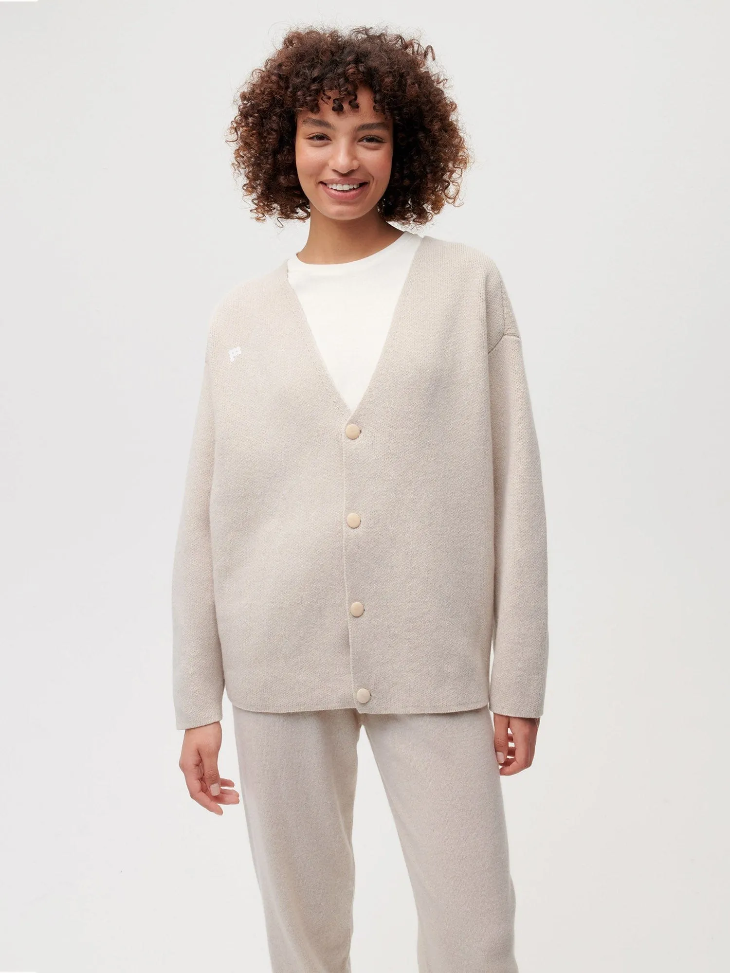 Recycled Cashmere Cardigan—oatmeal