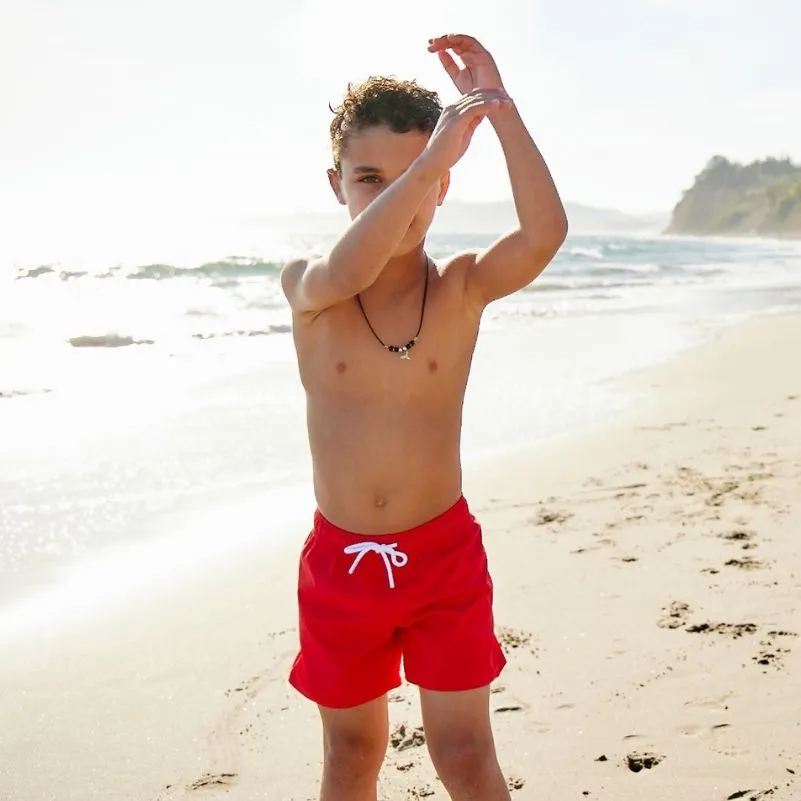 Red Swim Shorts for Boys UPF 50