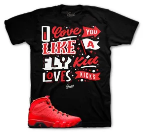 Retro 9 Chile Red Shirt - Love Kicks - Black