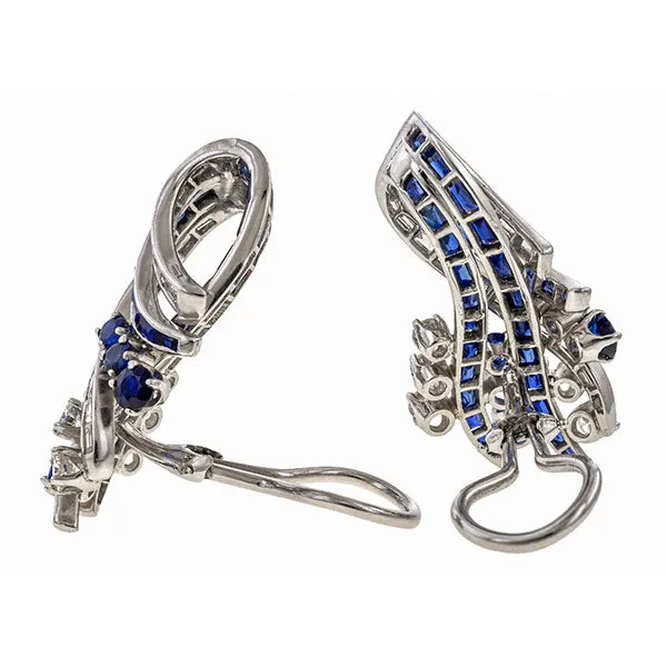 Retro Diamond & Sapphire Earrings