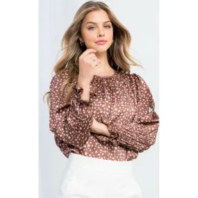 Riley Heart Cheetah Print THML Blouse-SALE