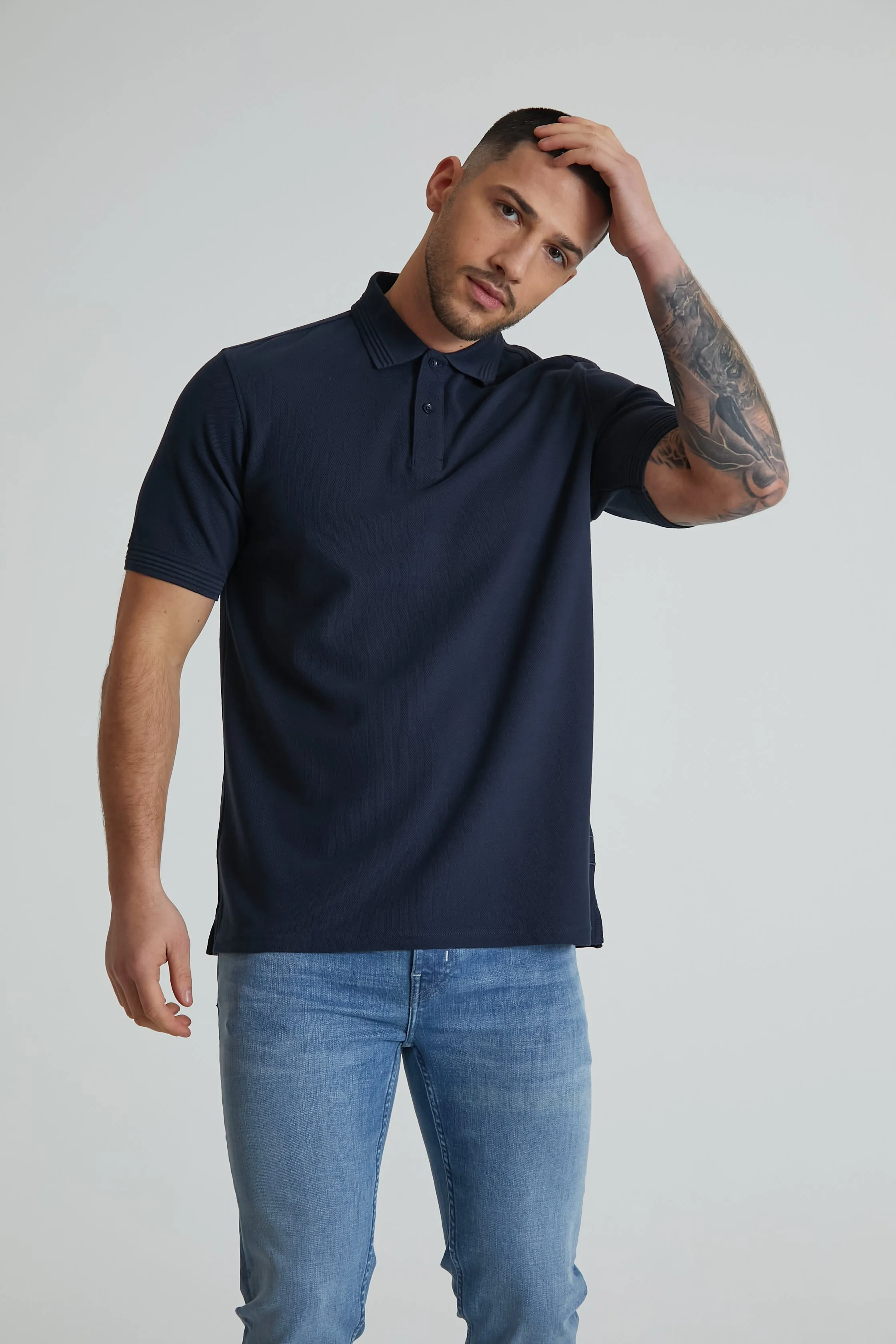 Scout honeycomb pique polo in Navy