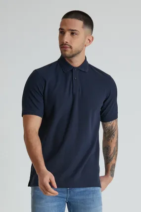 Scout honeycomb pique polo in Navy