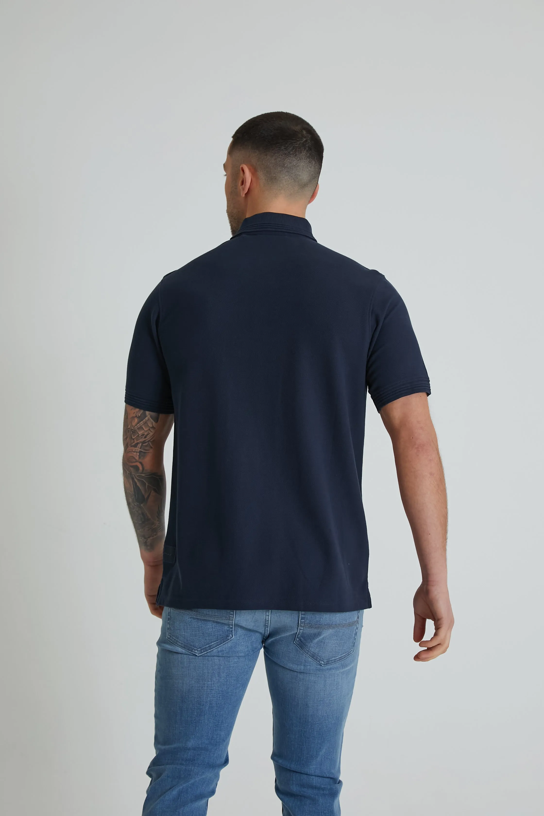 Scout honeycomb pique polo in Navy