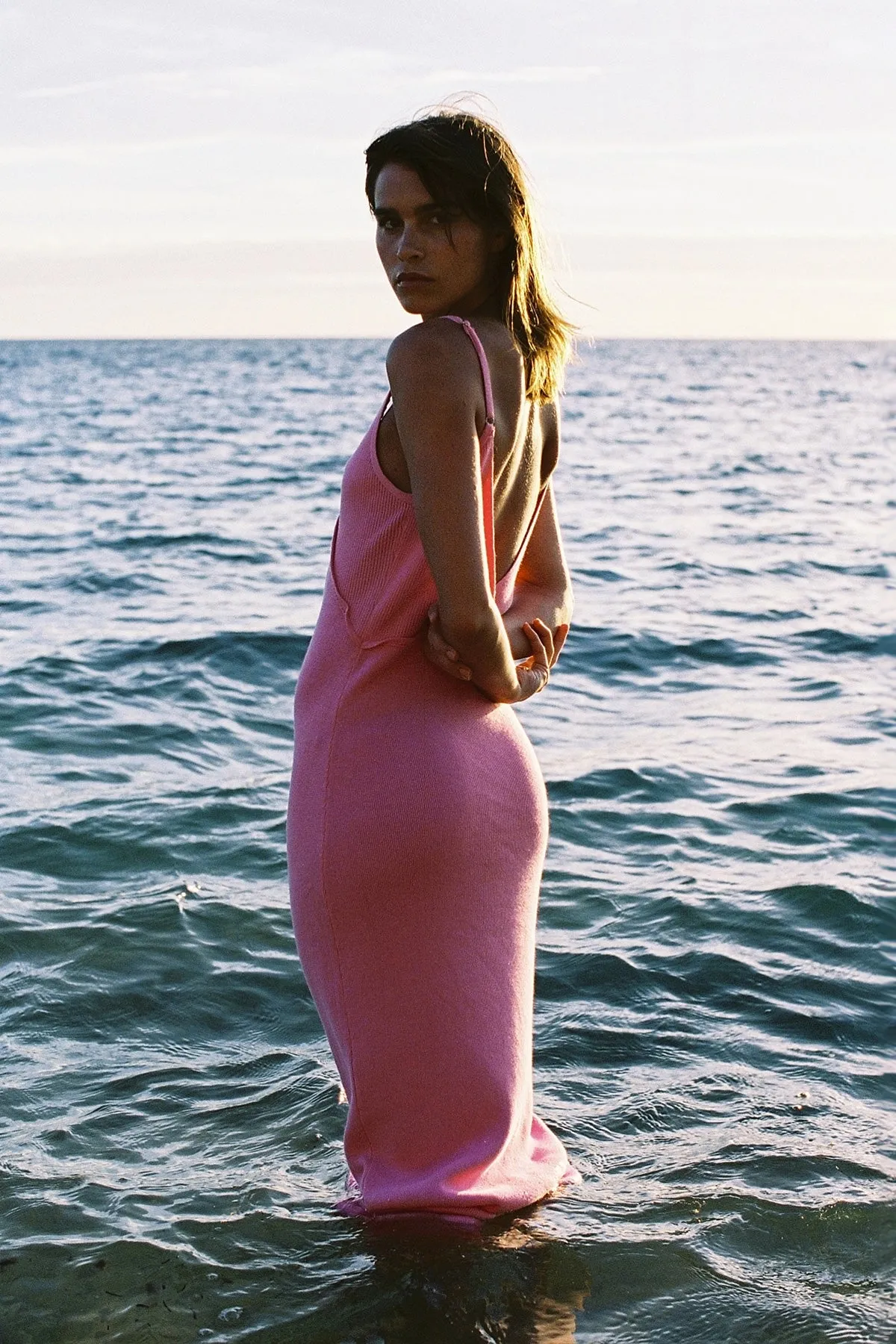 Sea Pink Contrast Knit Dress