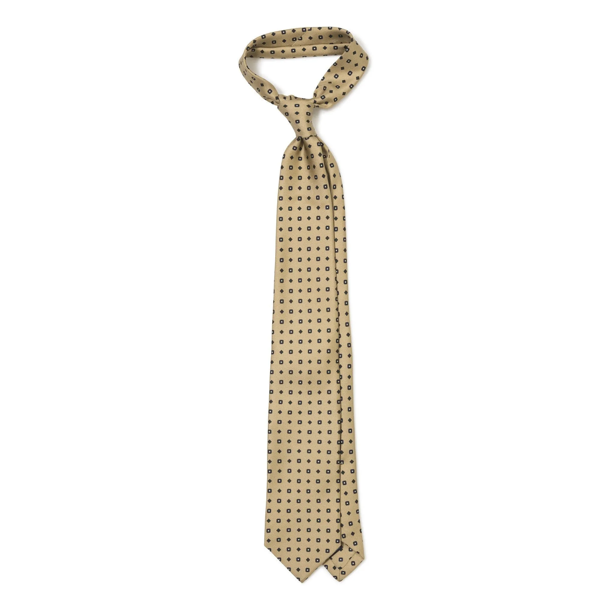 Silk Foulard Mini Diamond and Square Print Tie