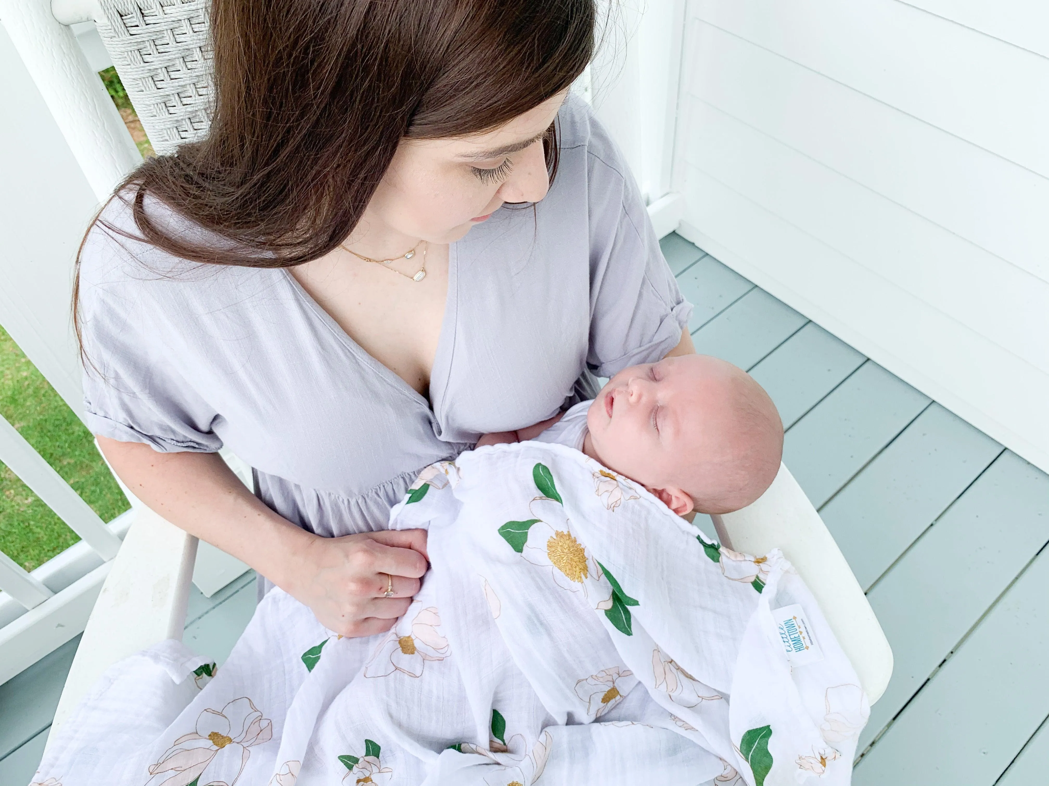 Southern Magnolia Baby Muslin Swaddle Receiving Blanket