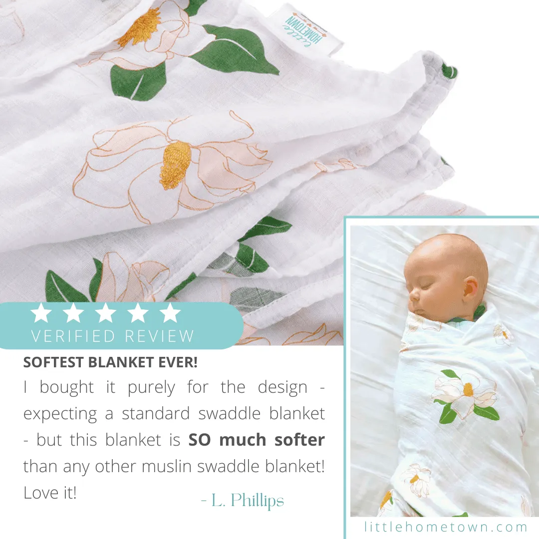 Southern Magnolia Baby Muslin Swaddle Receiving Blanket