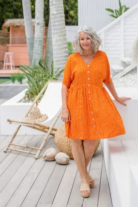 Summer Dress - Messy Polka - Orange