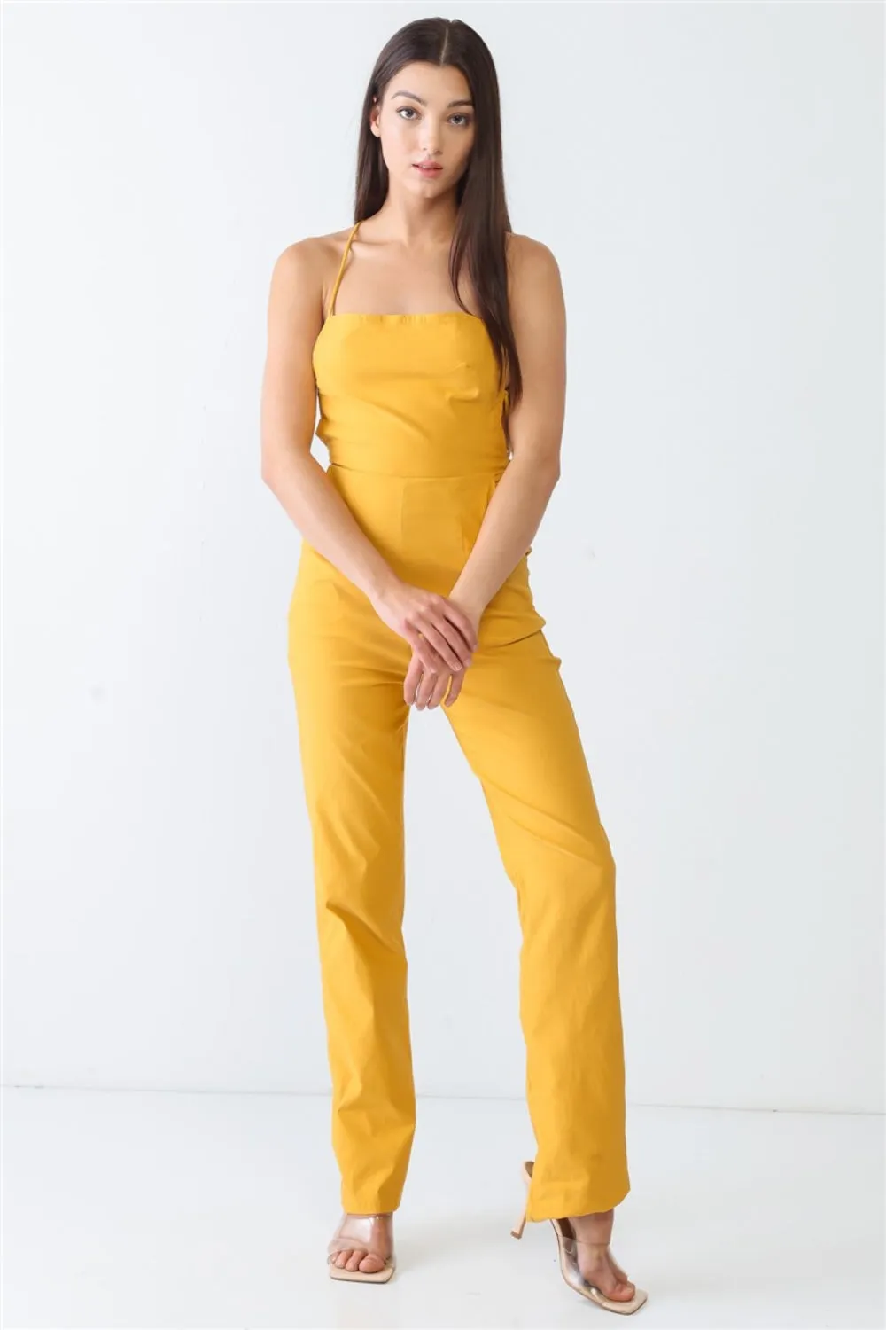 Sunset and Swim – Doreli Group – Rückenfreier, ärmelloser Jumpsuit mit Spaghettiträgern und Bindeband