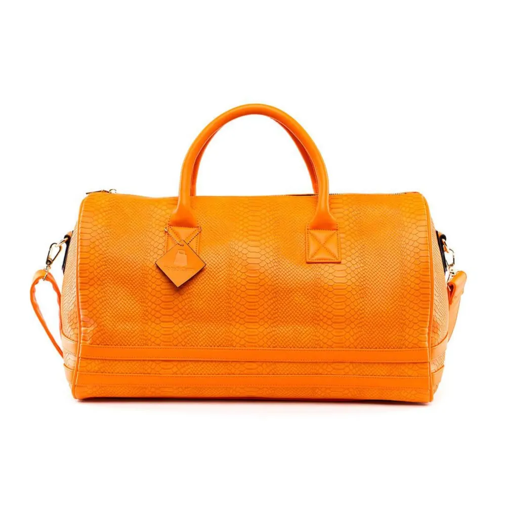 Tangerine Apollo 1 Faux Snakeskin Duffle Bag