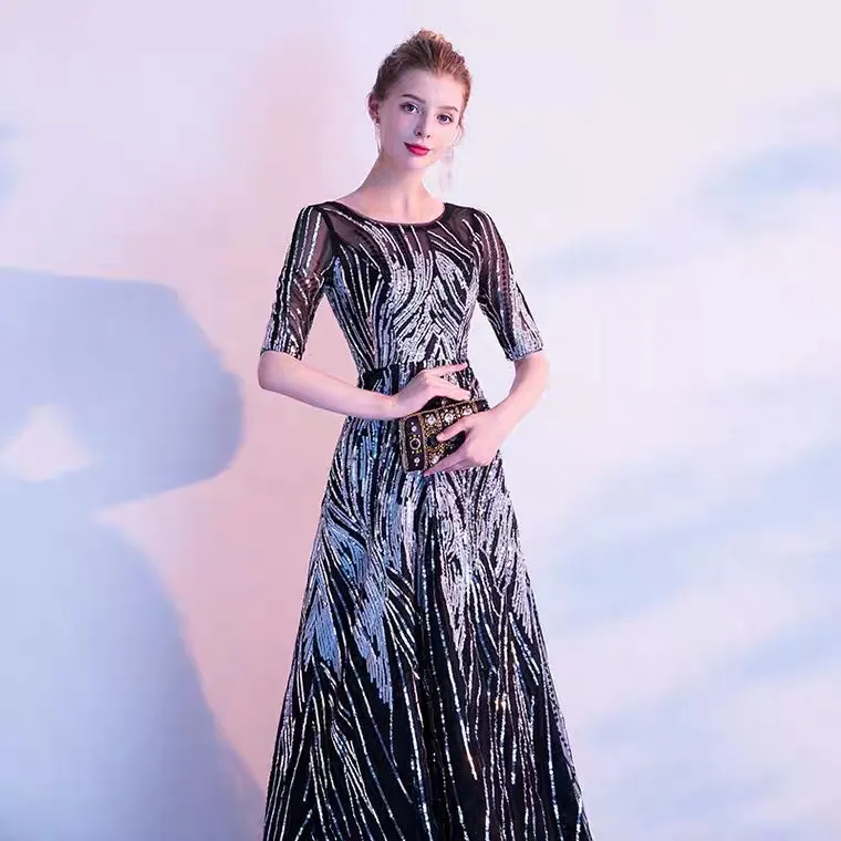 The Ariel Black Long Sleeves Gown