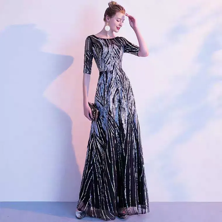 The Ariel Black Long Sleeves Gown