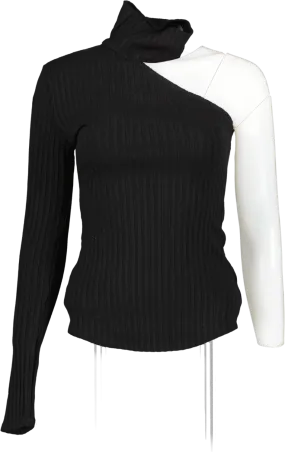 The Range Black Ribbed One Sleeve Top UK XS