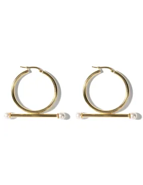 Trapeze White Pearl Earrings <br> Gold Vermeil