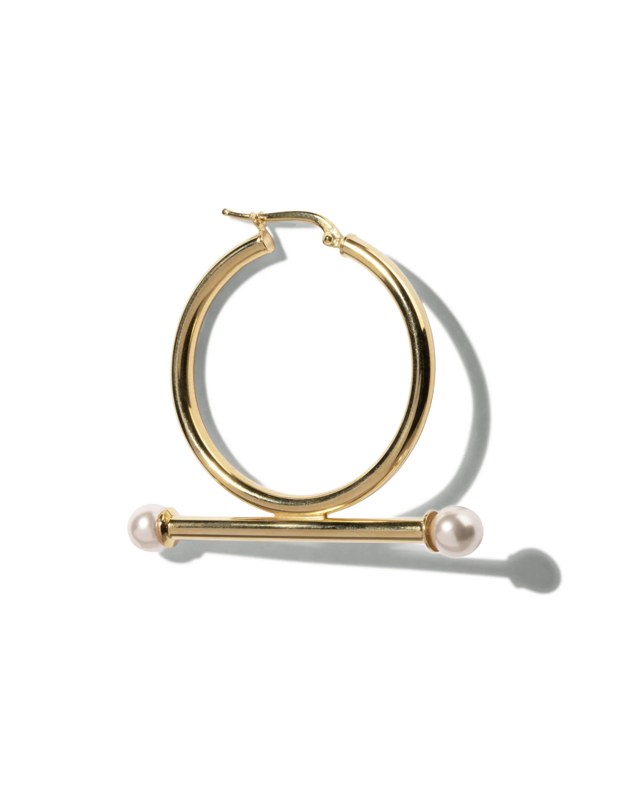 Trapeze White Pearl Earrings <br> Gold Vermeil