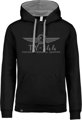 TU-144 ― Unisex Bi-color Hoodie - Schwarz / Grau