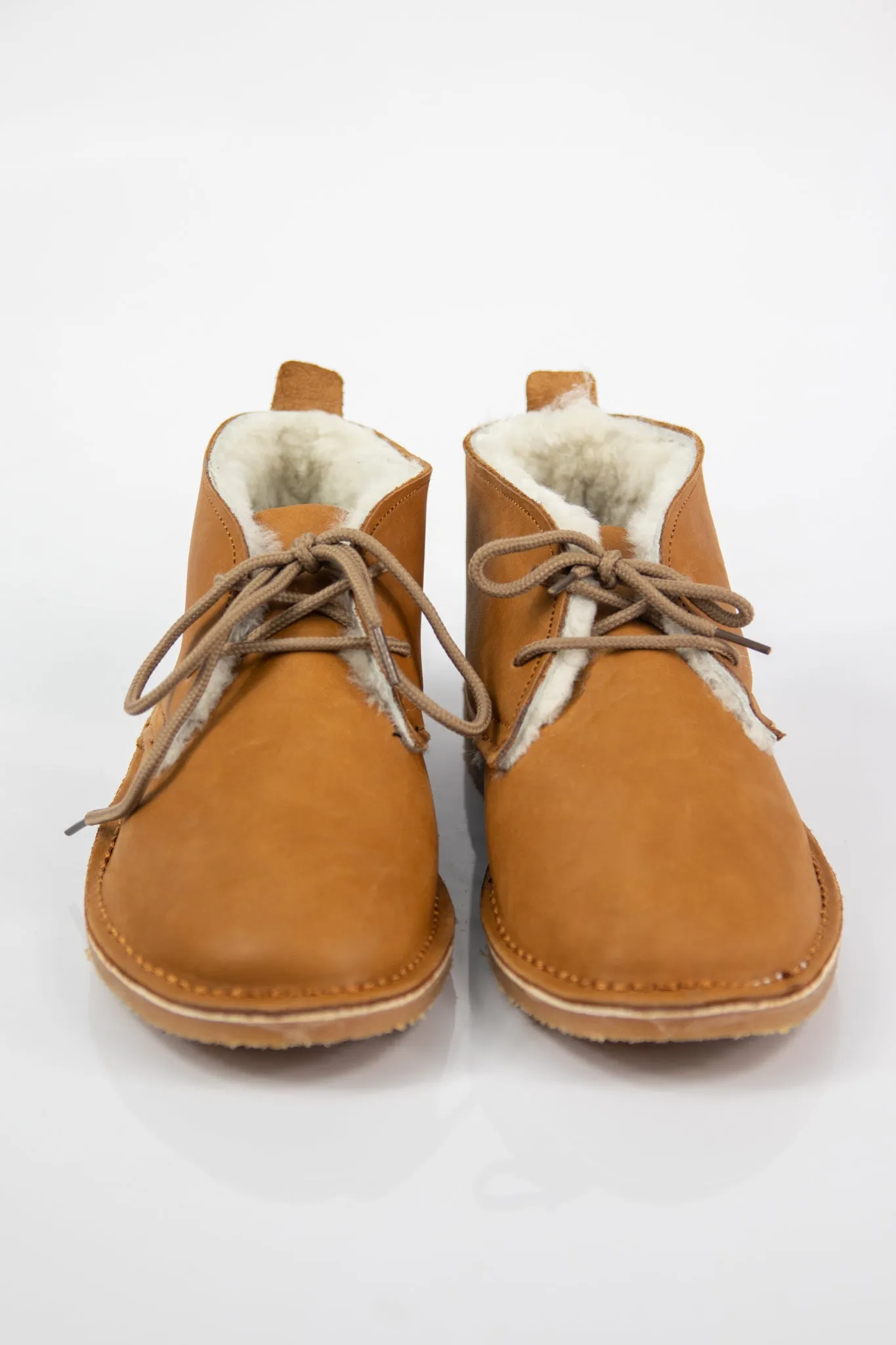 Unisex Genuine Leather Wool Vellies (Tan)