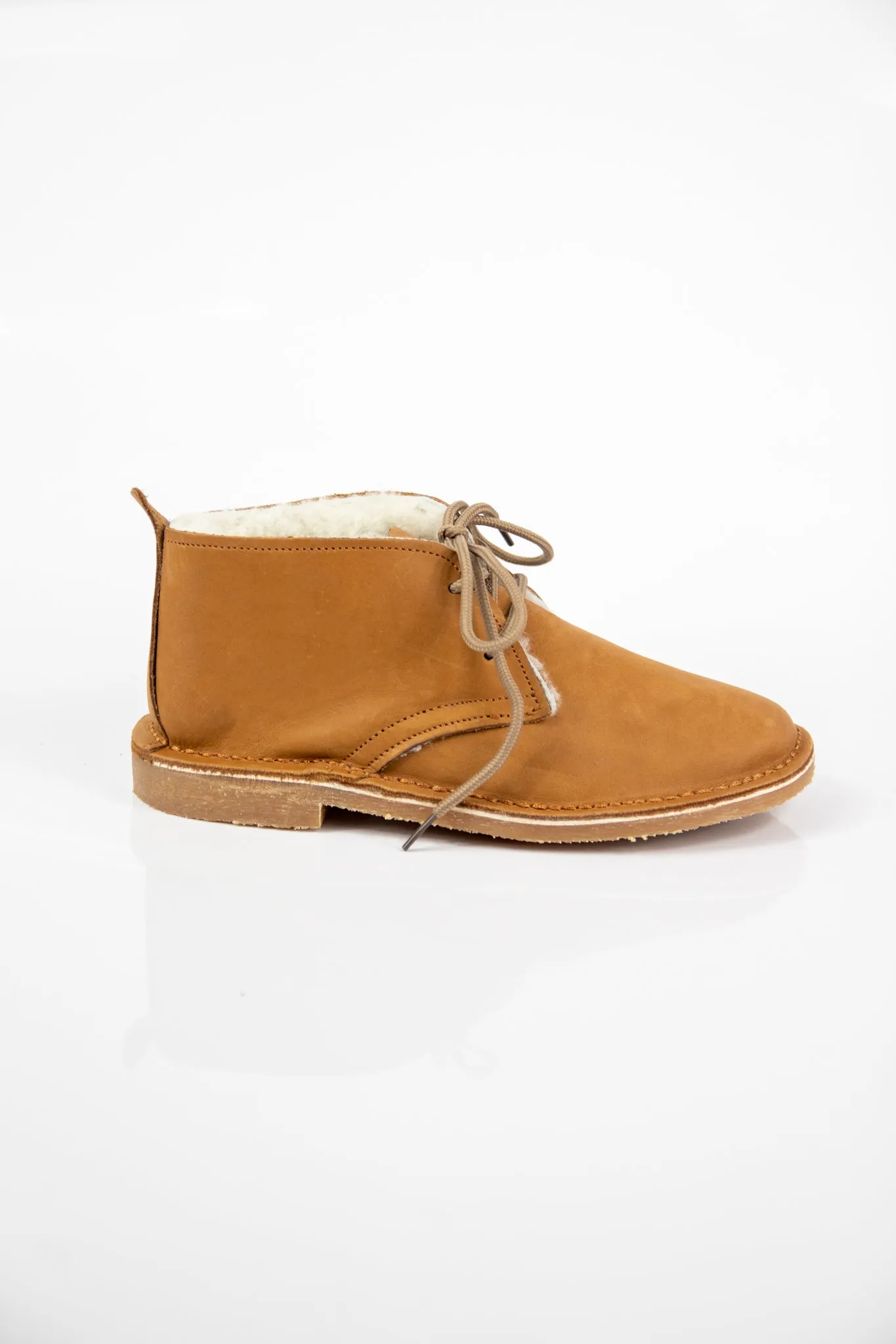 Unisex Genuine Leather Wool Vellies (Tan)