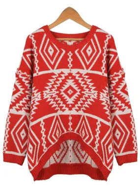 WEALFEEL Retro Print Sweater