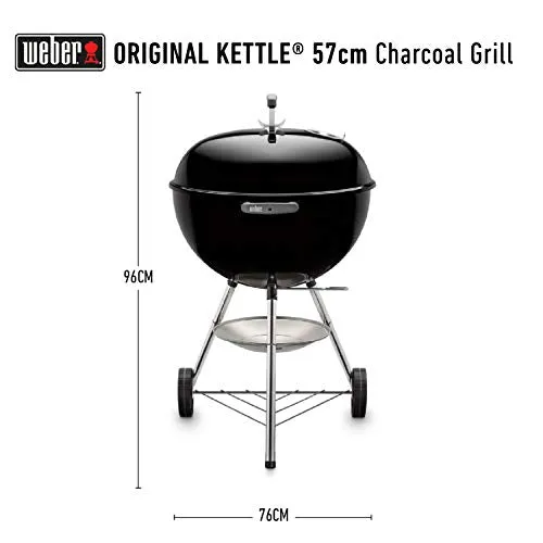 Weber 57CM ORlGINAL Kettle W/Therm BLK Asia Charcoal Grill (Black)