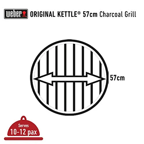 Weber 57CM ORlGINAL Kettle W/Therm BLK Asia Charcoal Grill (Black)