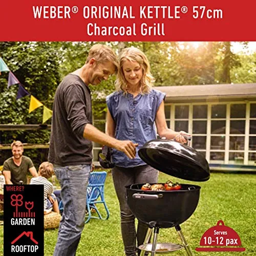 Weber 57CM ORlGINAL Kettle W/Therm BLK Asia Charcoal Grill (Black)