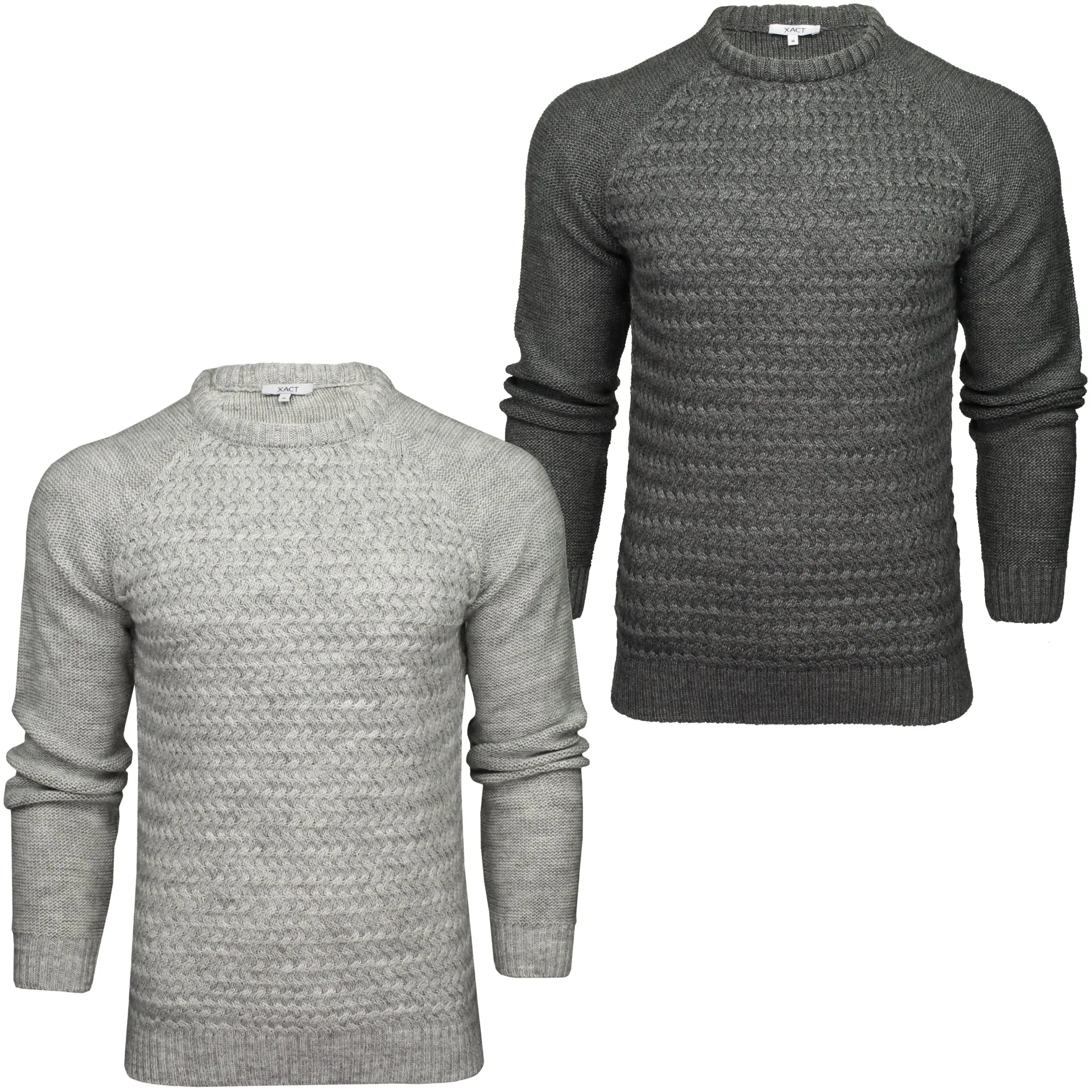 Xact Mens Raglan Jumper With Textured Knit Front