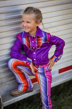 *YOUTH* PURPLE SERAPE PERFORMANCE RODEO SHIRT