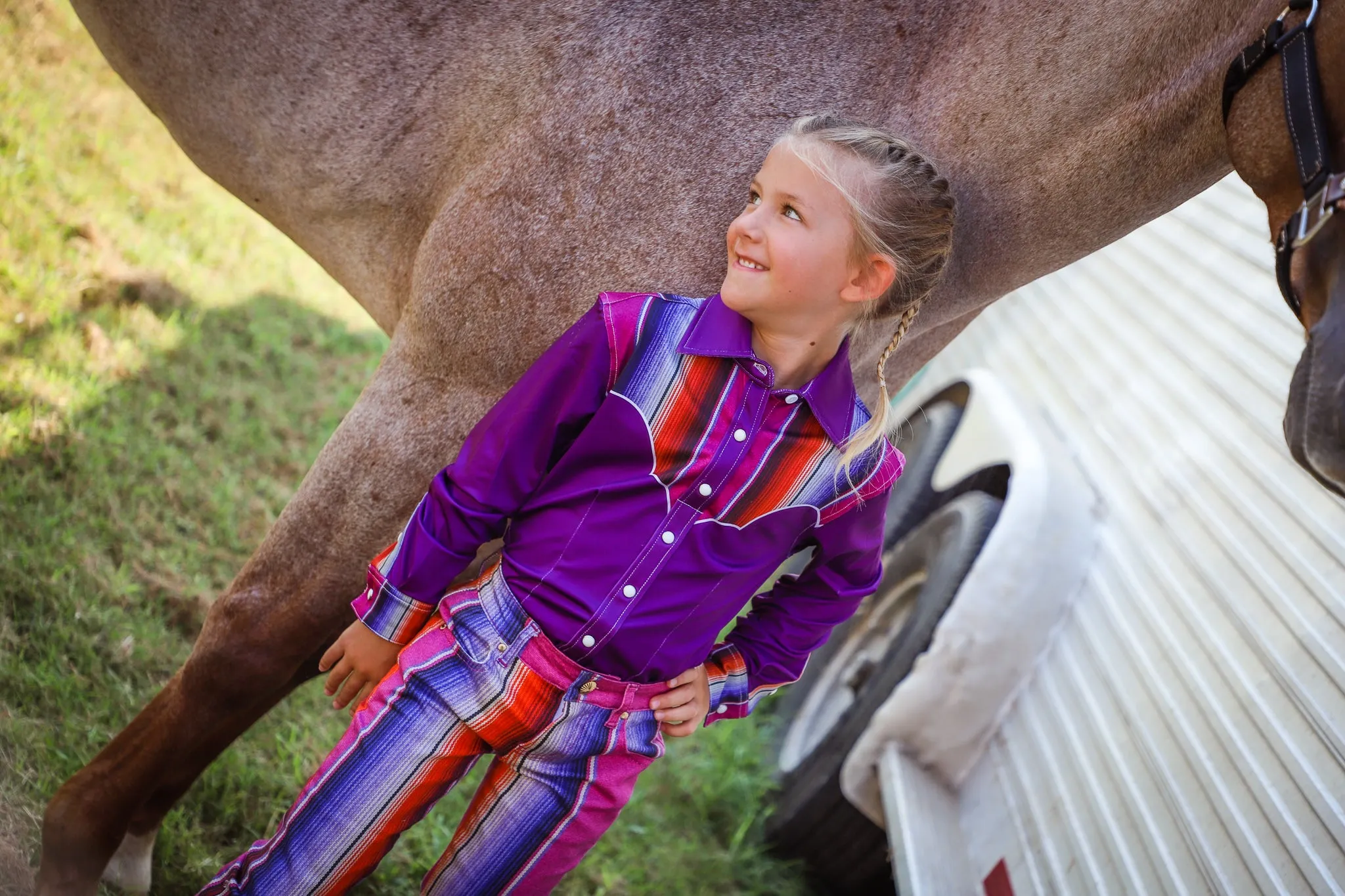 *YOUTH* PURPLE SERAPE PERFORMANCE RODEO SHIRT