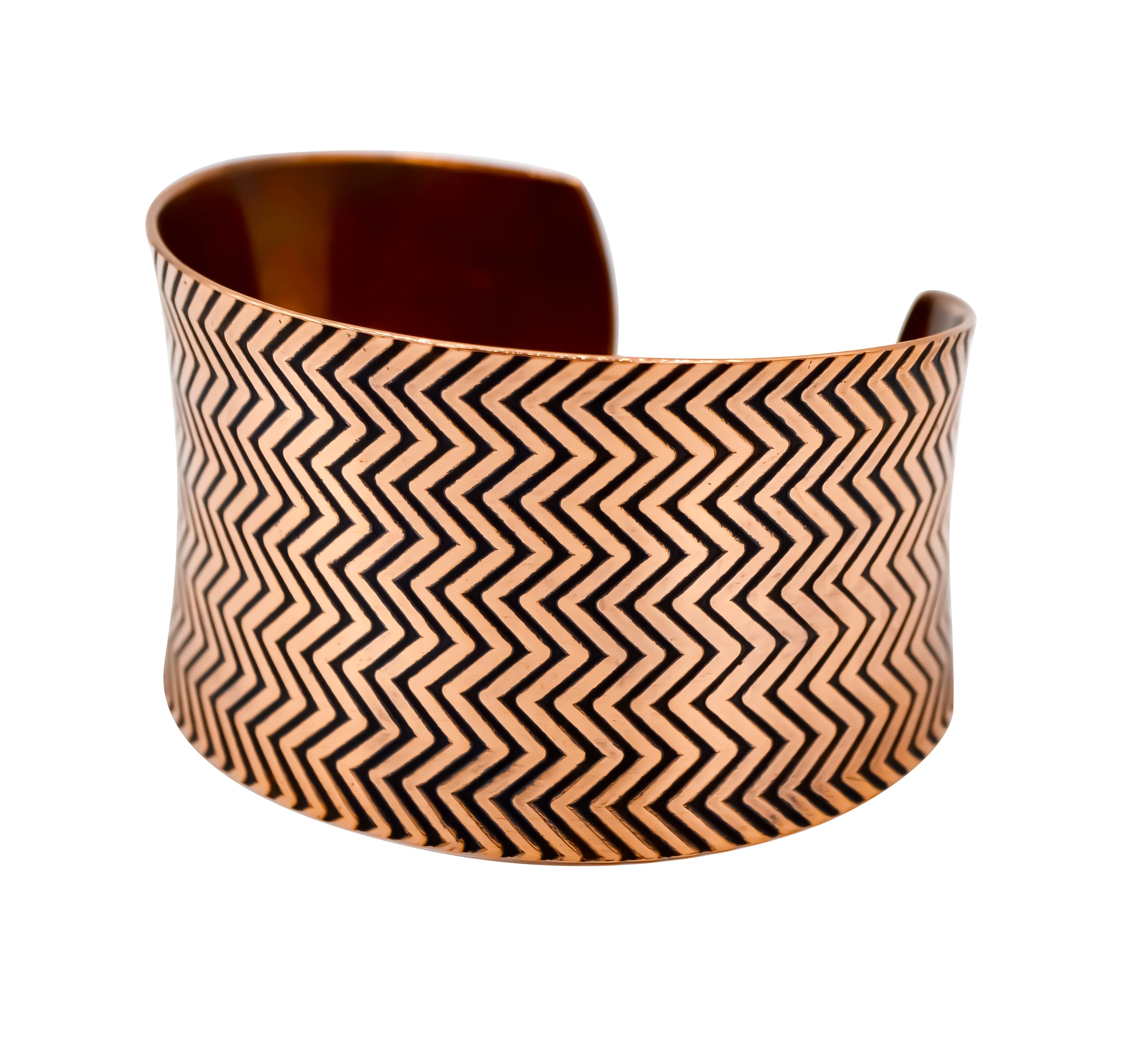 Zig Zag Hand Roller Printed Copper Cuff Bracelet